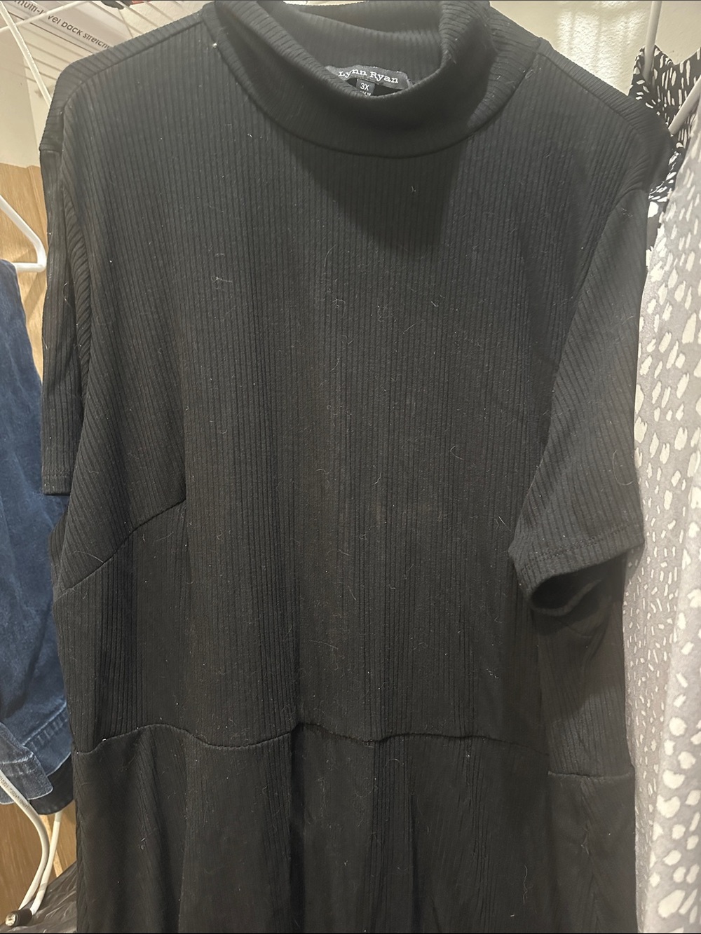 Lyn + Ryan Black Ribbed Mock Neck Dress
